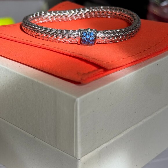 John Hardy Women's Classic Chain  6.5mm Icon Bracelet Sapphire Blue Gemstones - Picture 4 of 15